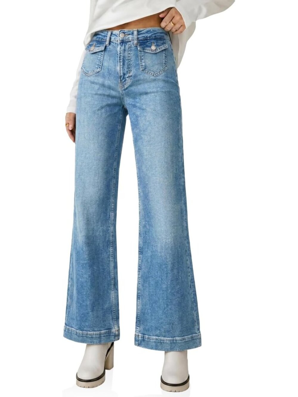 High-Waisted Wide Leg Baggy Jeans for Women | Vintage Denim Pants, Trendy Fit